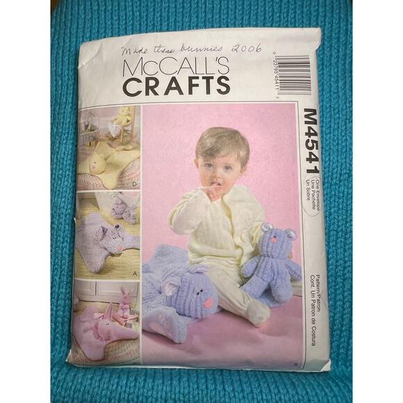 McCalls 4541 pattern plush puppy bear bunny kitten cuddle mat - Picture 1 of 6